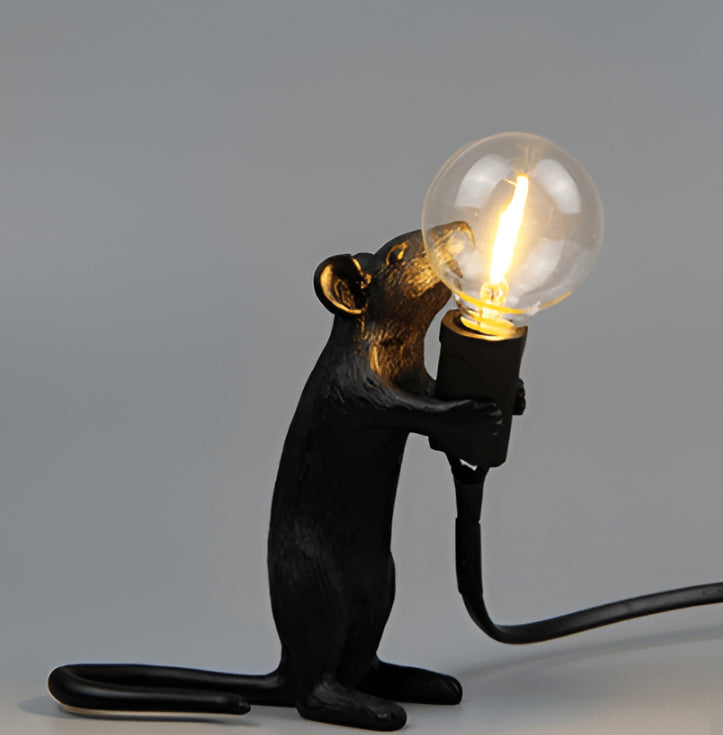 Cute Mouse LED Night Light Table Lamp – Resin Animal Bedside & Bedroom Desk Decor
