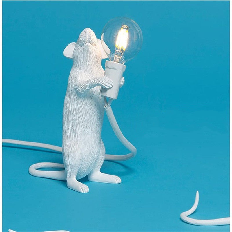 Cute Mouse LED Night Light Table Lamp – Resin Animal Bedside & Bedroom Desk Decor
