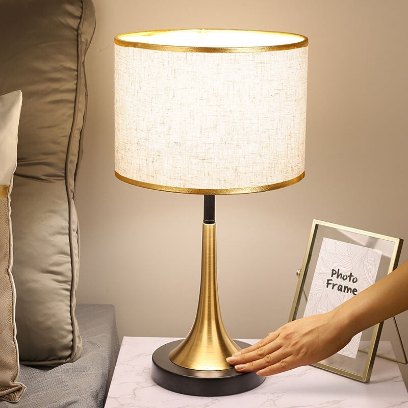 Nordic Touch Sensor Dimming LED Table Lamp – Modern Cloth Desk Light for Living Room & Bedroom