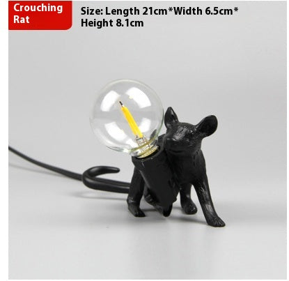 Cute Mouse LED Night Light Table Lamp – Resin Animal Bedside & Bedroom Desk Decor