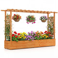 Raised Garden Bed Planter Box with Lattice Trellis Drainage Holes