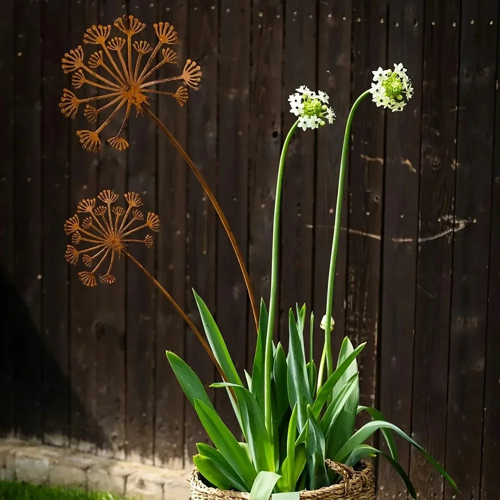 Metal Decorative Garden Stakes – Flower Patio & Planter Yard Outdoor Decor