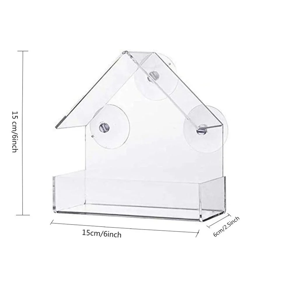Transparent Window Bird Feeder with Suction Cups – Outdoor Garden & Yard Sliding Tray