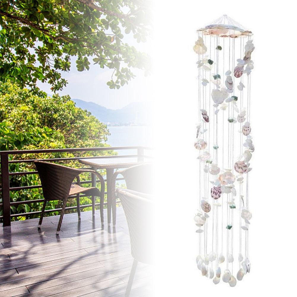 Mediterranean Natural Shell Wind Chimes – Waterproof Outdoor Garden & Porch Decor