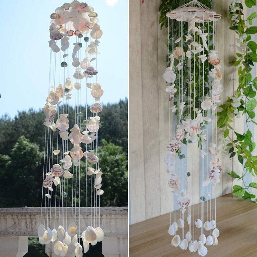 Mediterranean Natural Shell Wind Chimes – Waterproof Outdoor Garden & Porch Decor