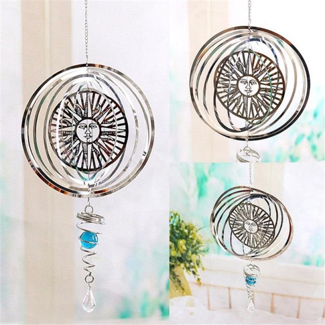 3D Kinetic Metal Wind Spinner & Chime – Stainless Steel Spiral Sculpture for Garden & Patio