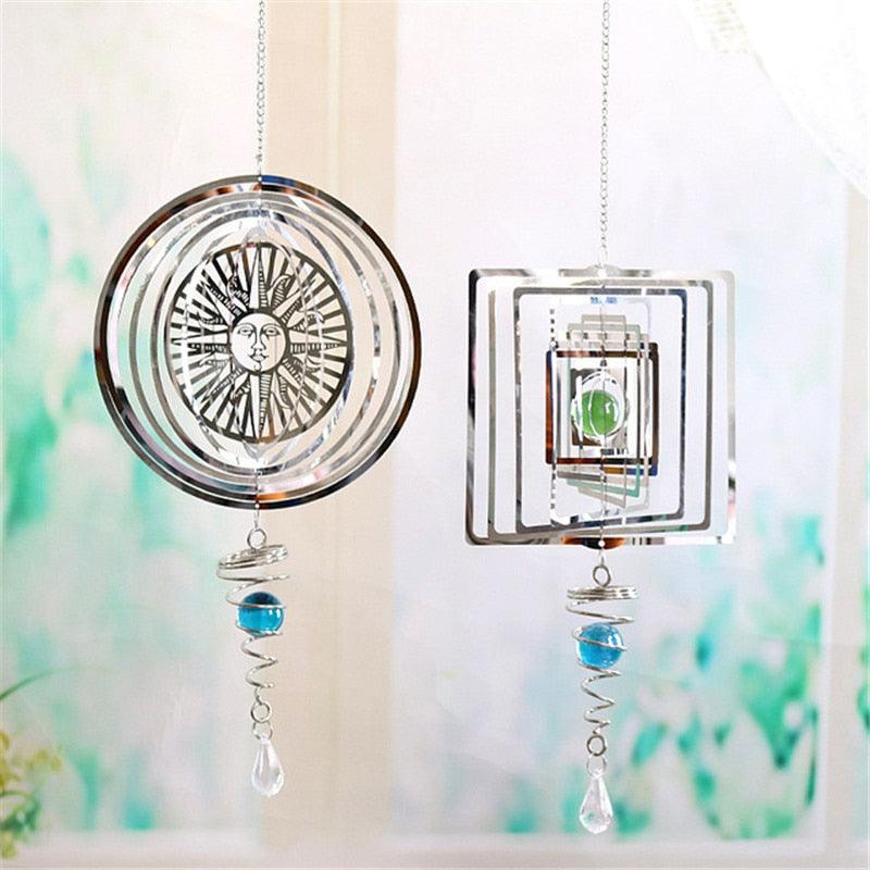 3D Kinetic Metal Wind Spinner & Chime – Stainless Steel Spiral Sculpture for Garden & Patio