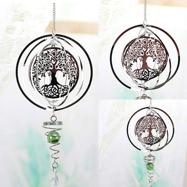 3D Kinetic Metal Wind Spinner & Chime – Stainless Steel Spiral Sculpture for Garden & Patio