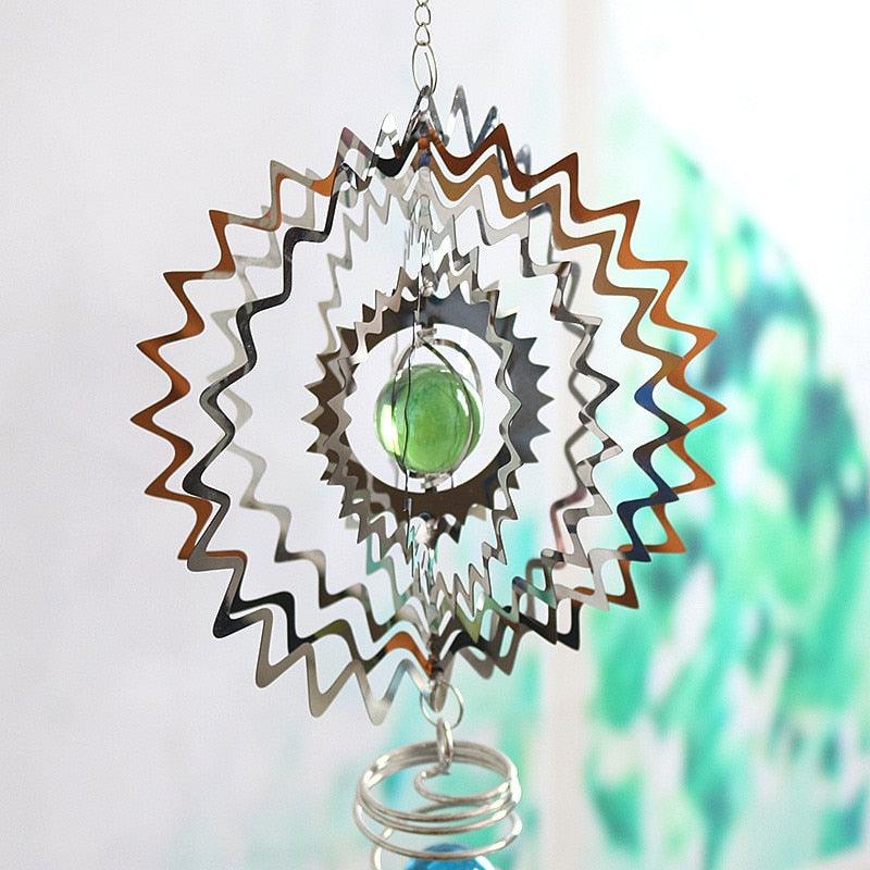 3D Kinetic Metal Wind Spinner & Chime – Stainless Steel Spiral Sculpture for Garden & Patio