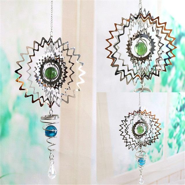 3D Kinetic Metal Wind Spinner & Chime – Stainless Steel Spiral Sculpture for Garden & Patio