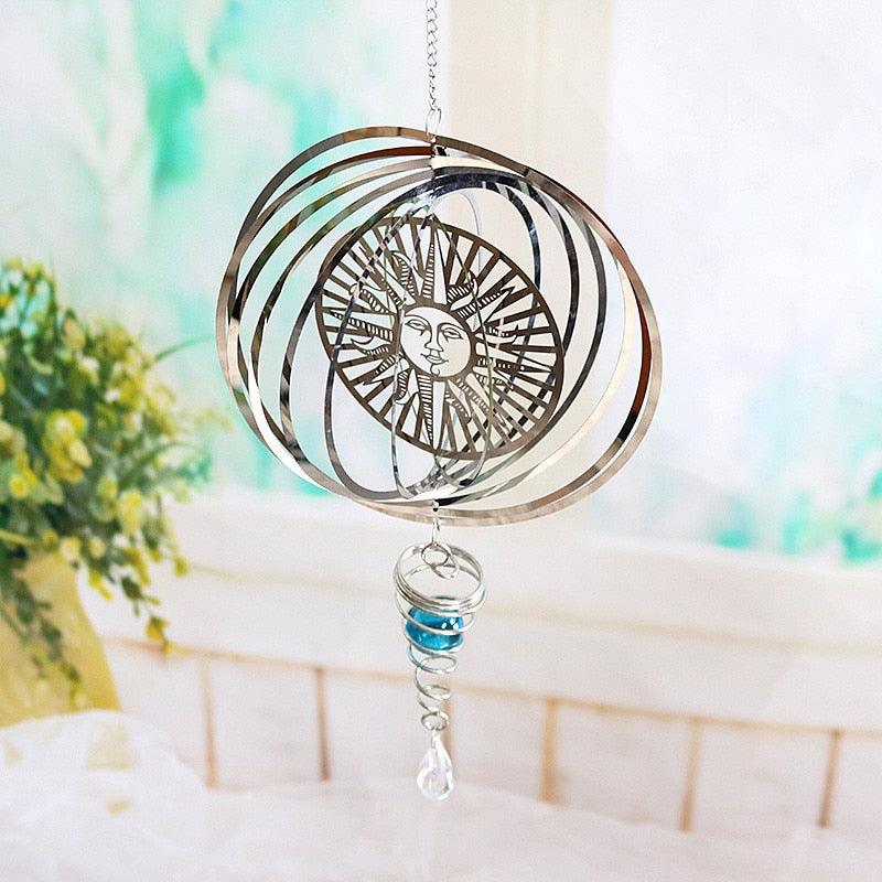 3D Kinetic Metal Wind Spinner & Chime – Stainless Steel Spiral Sculpture for Garden & Patio